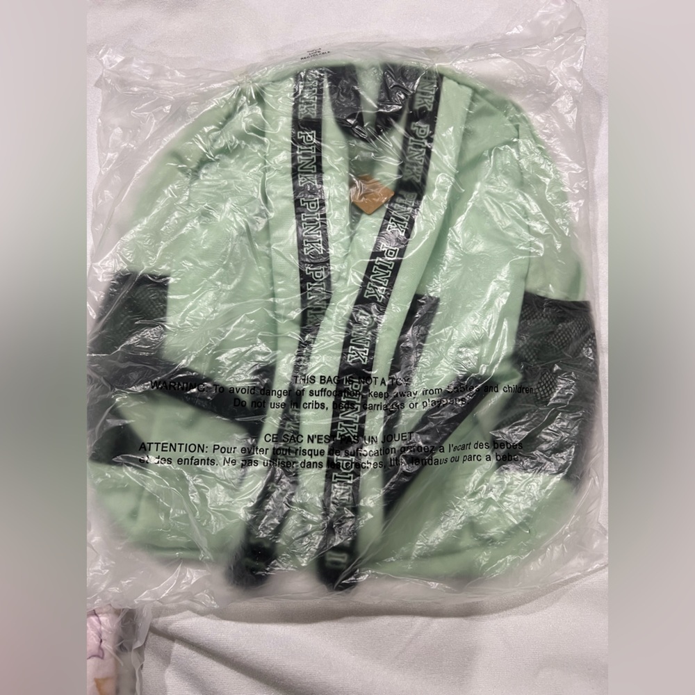New NWT VS PINK Victoria Secret mint green classic backpack bag - Picture 2 of 6
